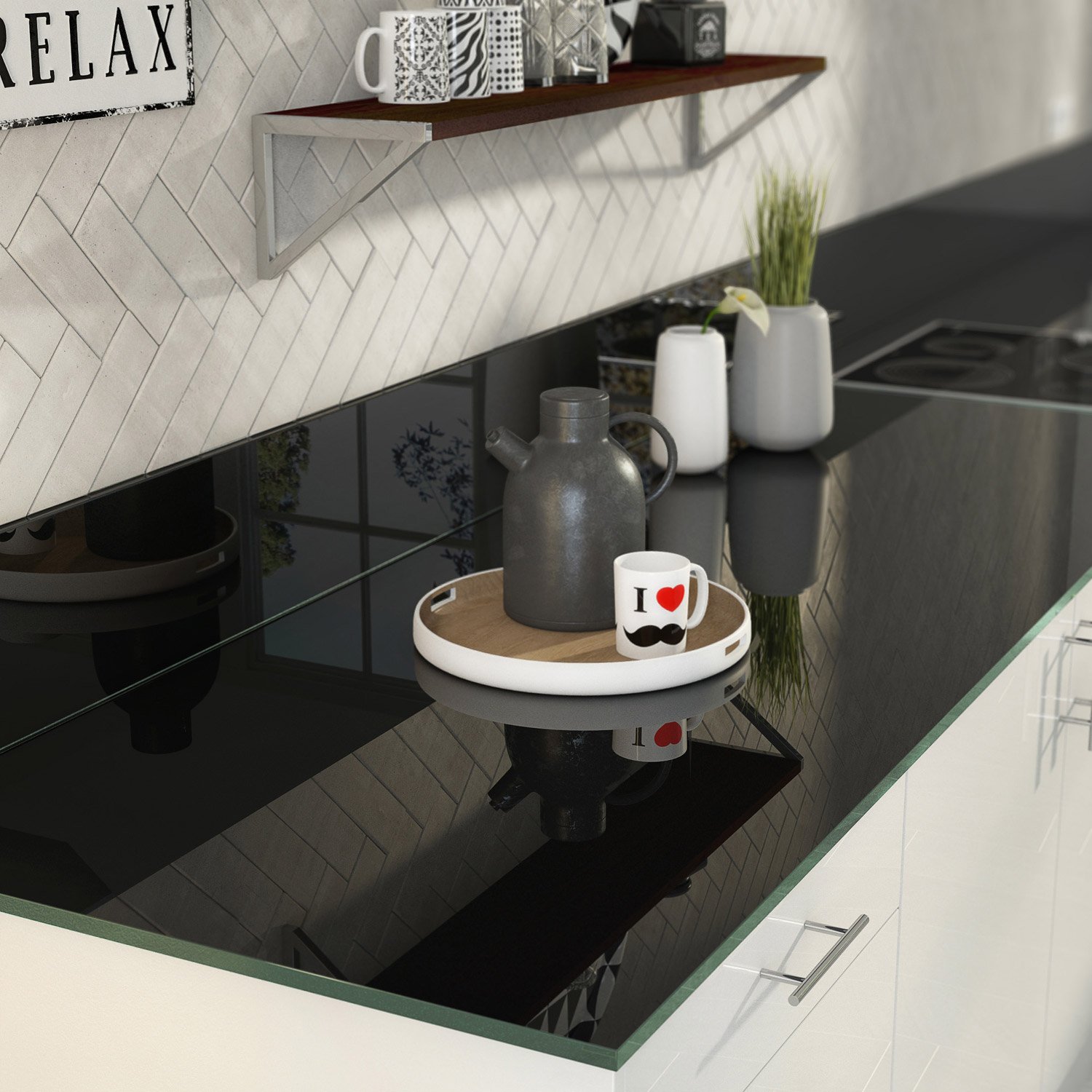 Plan de travail cuisine en verre