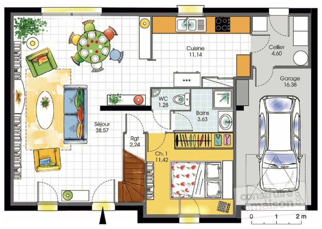 Plan maison cuisine séparée