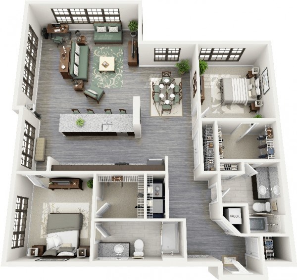 Plan sejour cuisine 35m2
