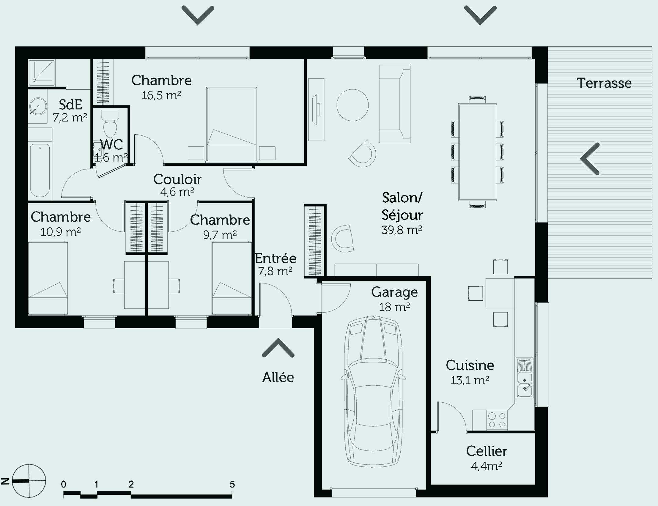 Plan maison entree cuisine