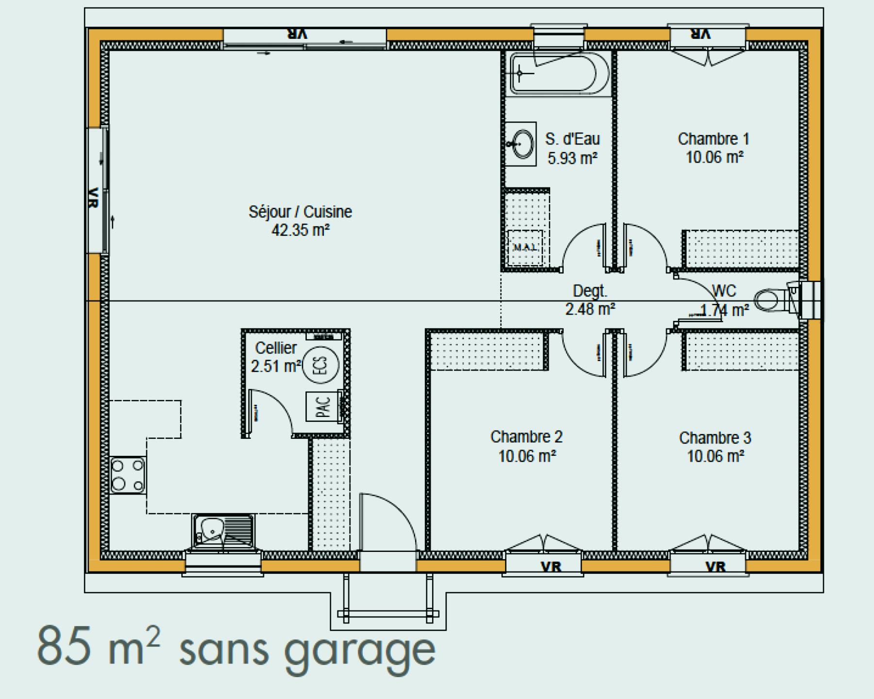 Plan d'une cuisine simple