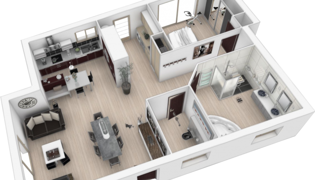 Plan 3d cuisine aménagée