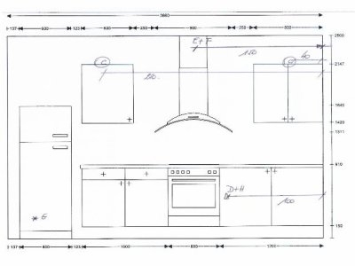 Plan technique cuisine equipée