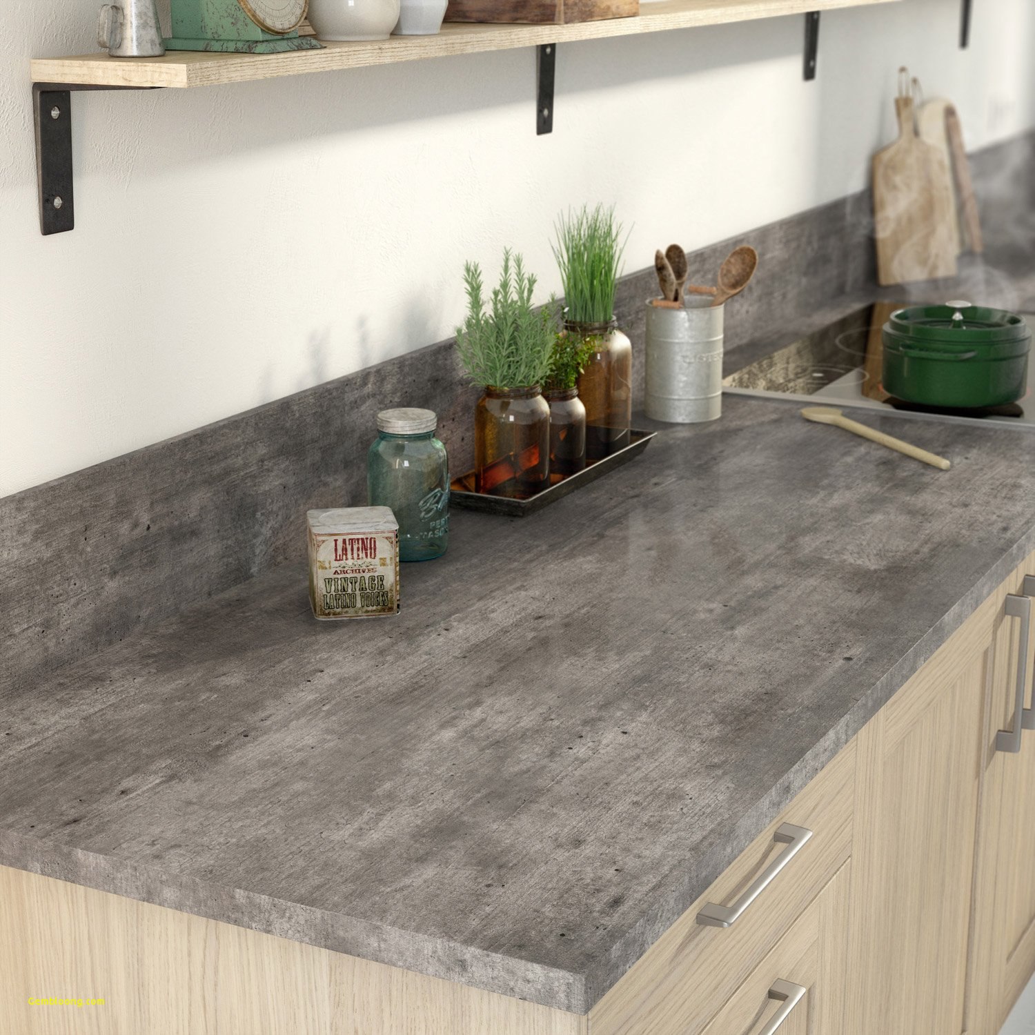 Cuisine plan de travail effet beton