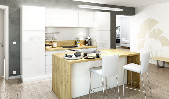 Cuisine plan de travail bois clair