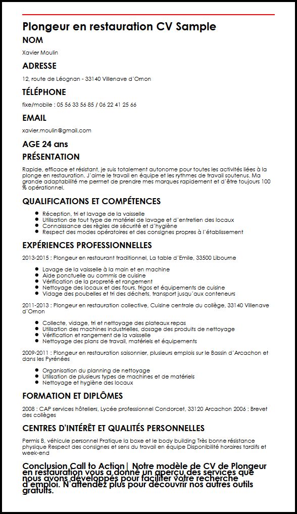 Exemple de cv aide de cuisine gratuit