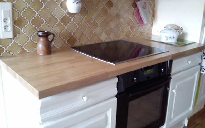 Plan de travail cuisine chene sur mesure