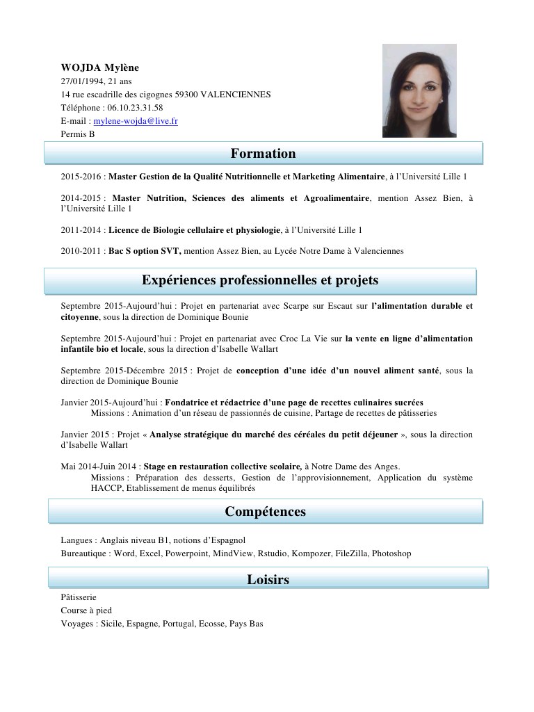 Modele cv cuisine collective