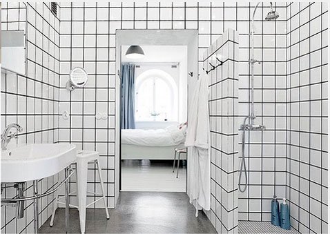 Carrelage blanc joint gris clair