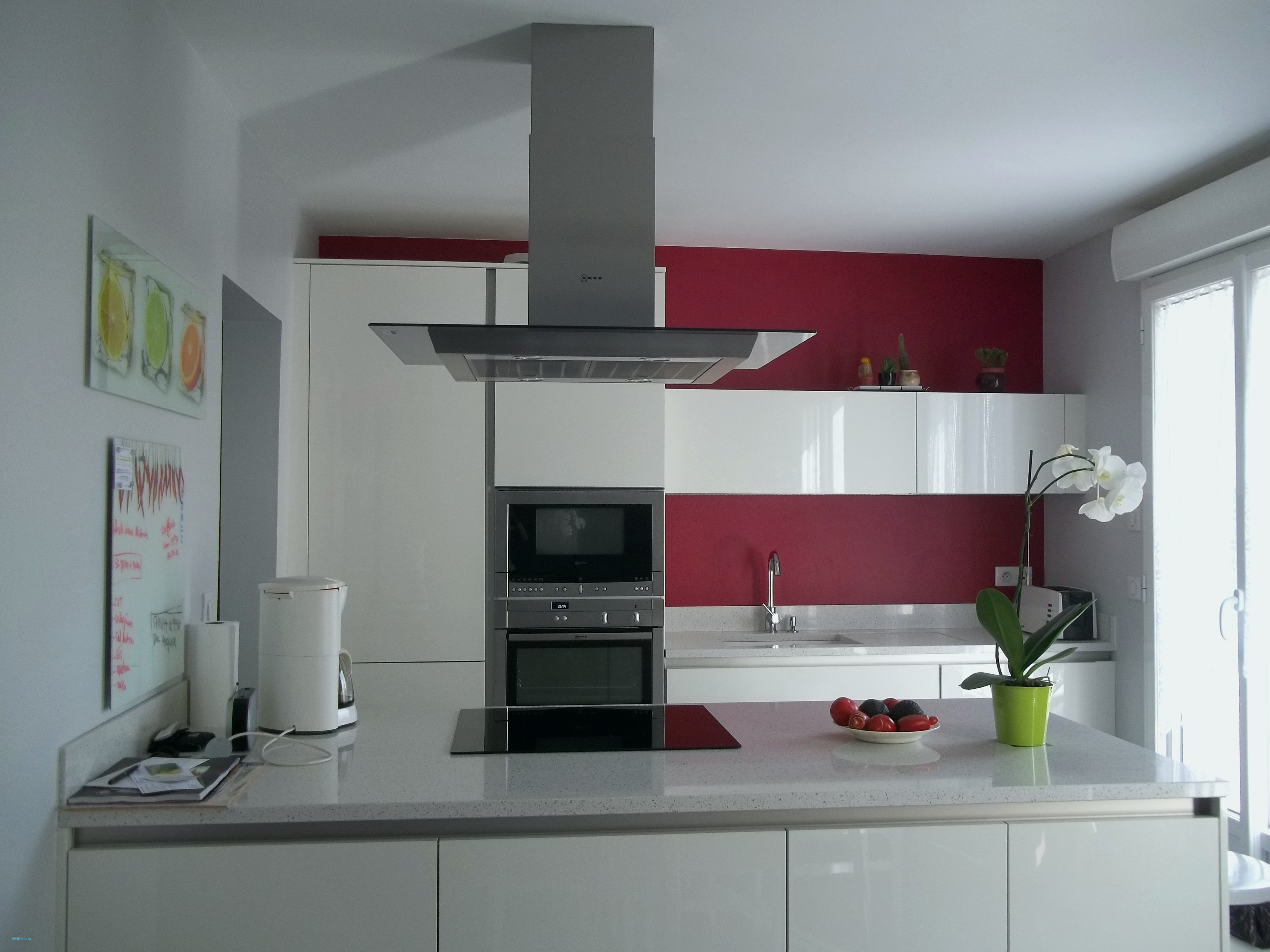 Peinture murale cuisine rouge