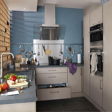 Deco cuisine bleu gris
