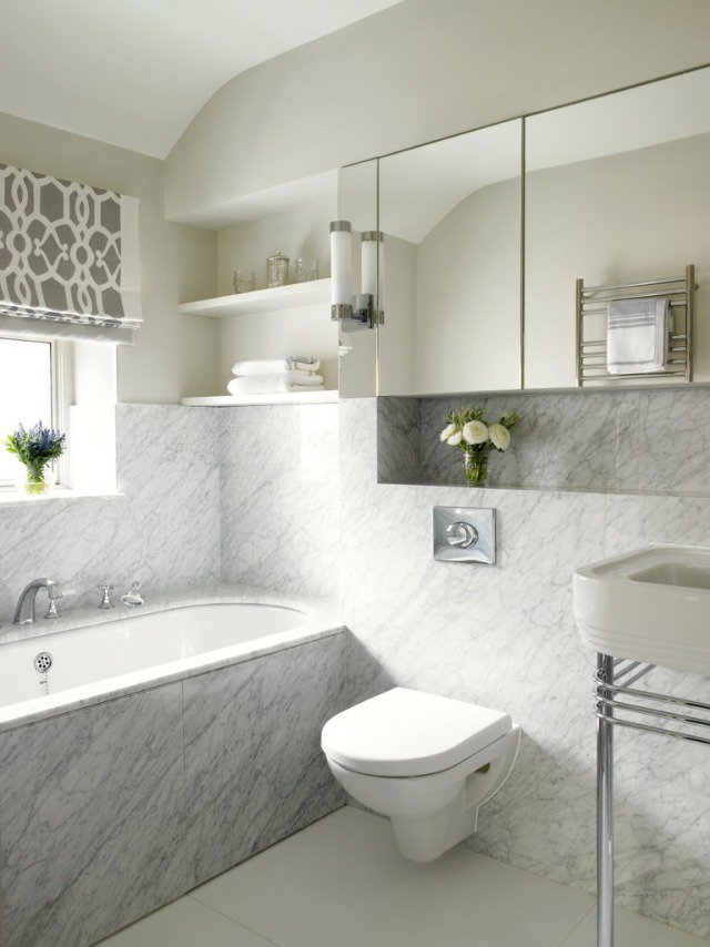 Carrelage blanc design salle de bain