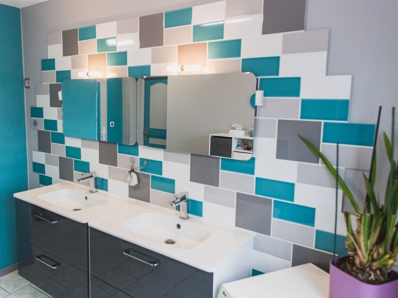 Carrelage bleu blanc