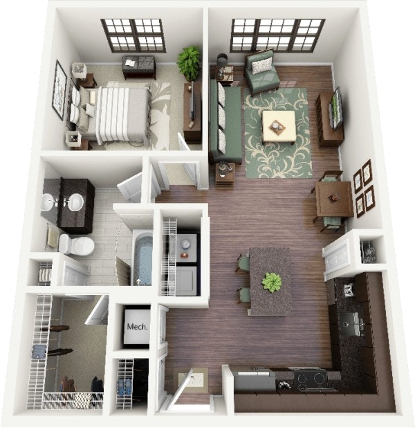Plan architecte salon cuisine