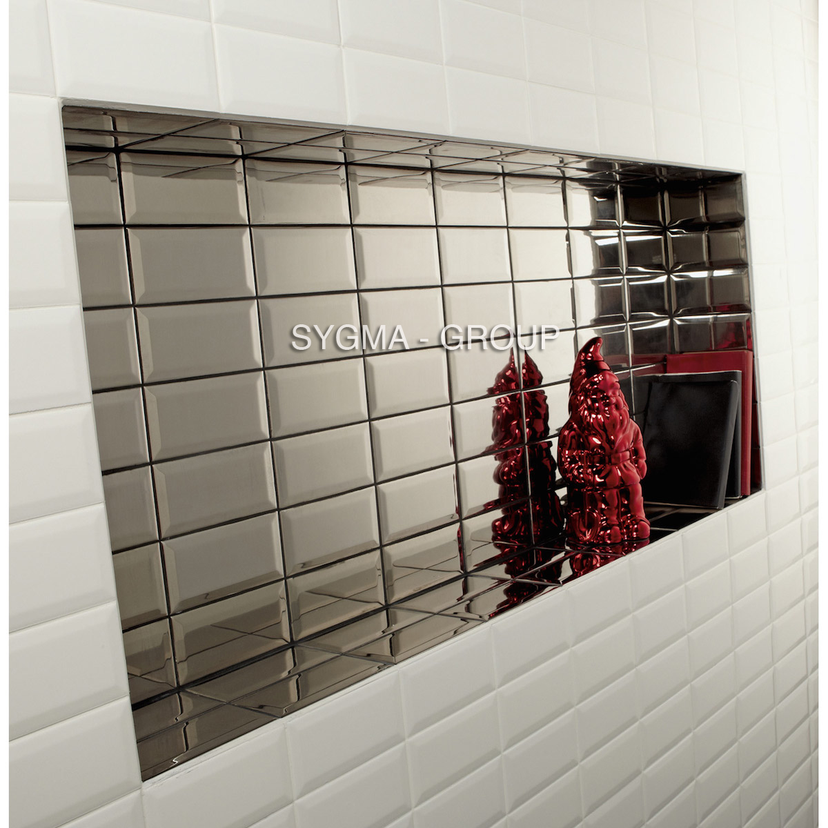 Carrelage metro argent miroir