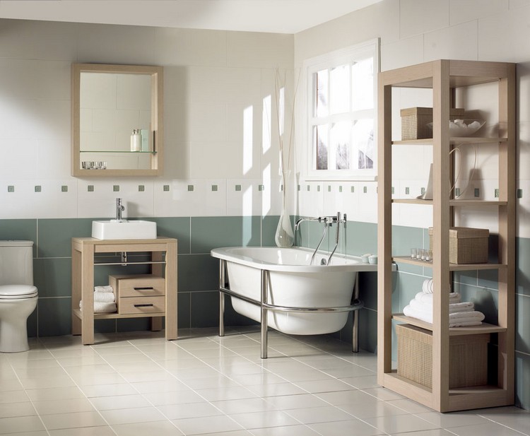 Carrelage beige et vert