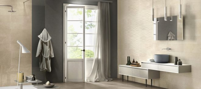 Carrelage salle de bain ton pierre