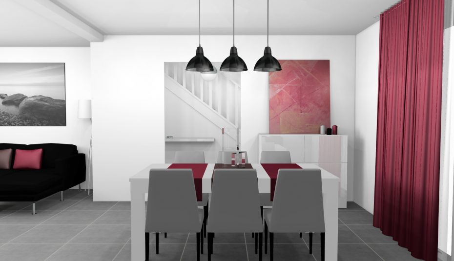 Carrelage gris meuble wengé