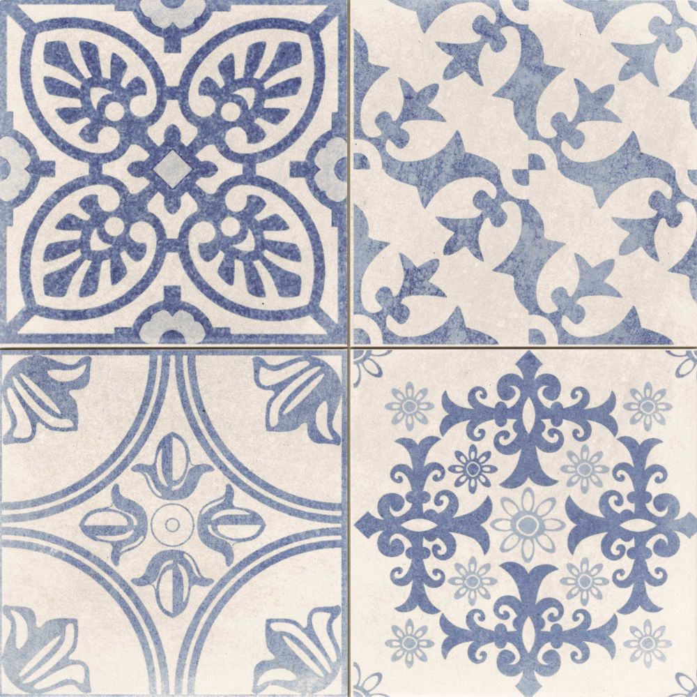 Carrelage mural cuisine blanc et bleu