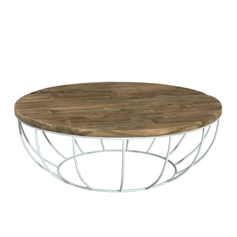 Table basse ronde blanc et bois