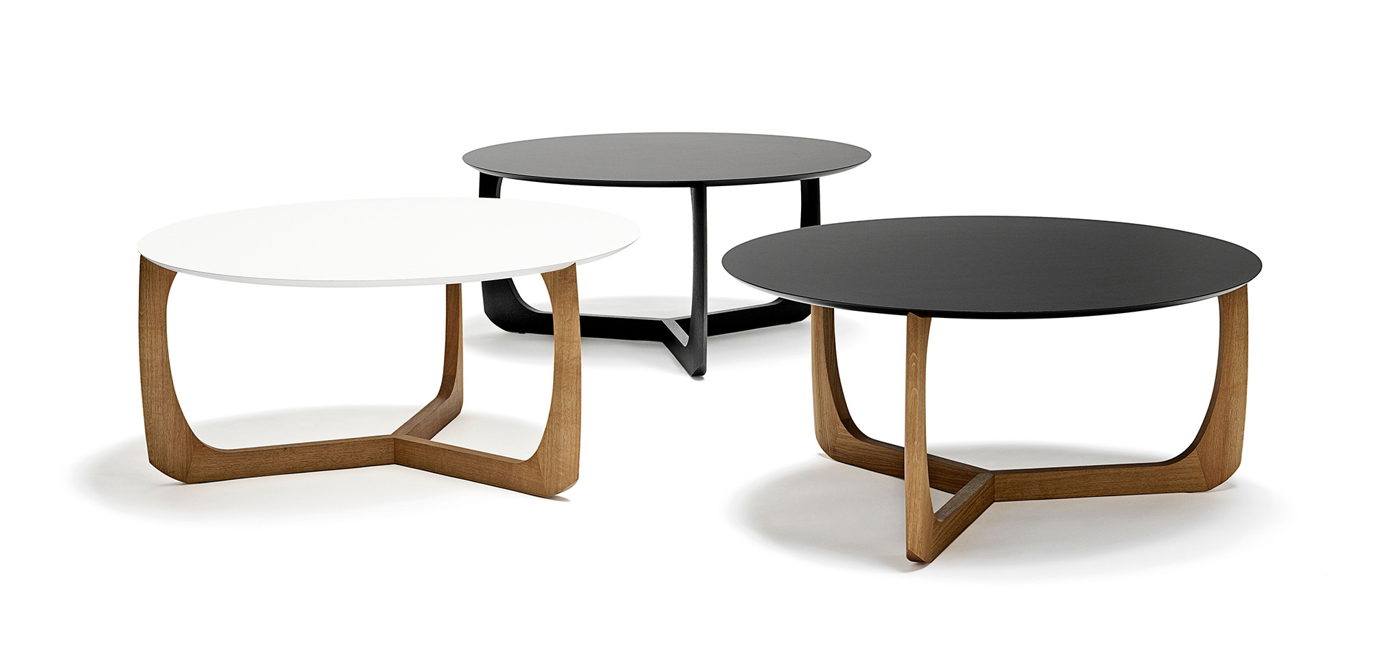 Table basse ronde blanche et bois