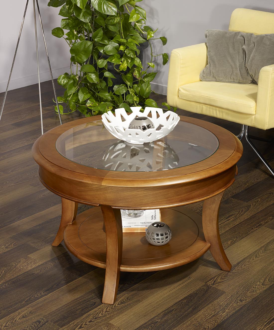 Table basse ronde bois brut