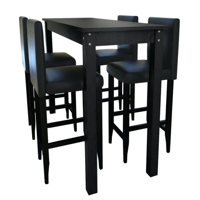 Table haute noir cuisine 2 tabourets