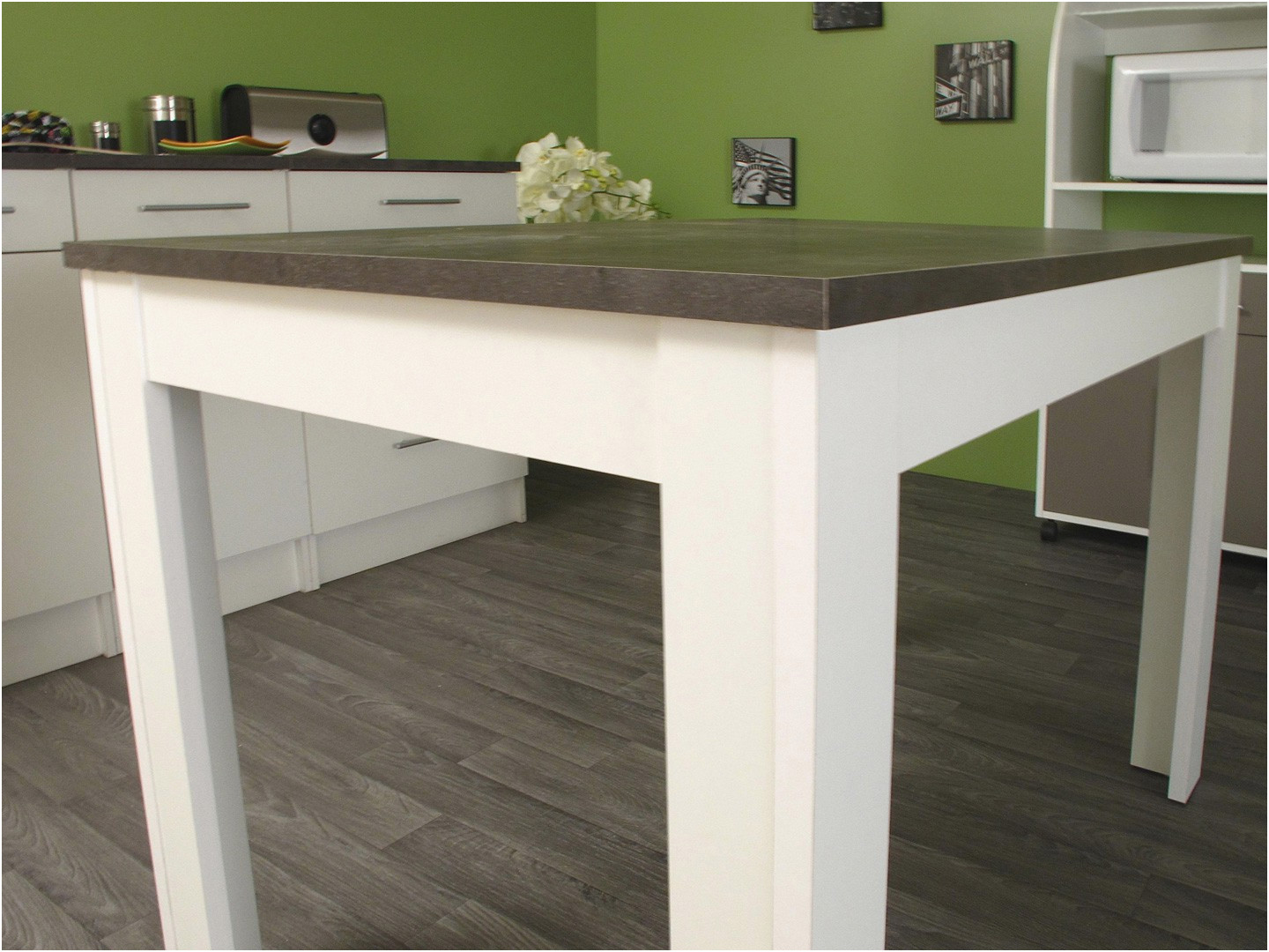 Table haute cuisine blanche