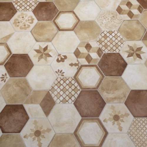 Carrelage hexagonal marron