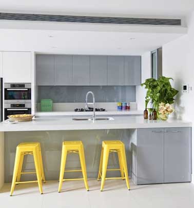 Deco cuisine gris jaune