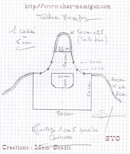 Patron tablier cuisine homme