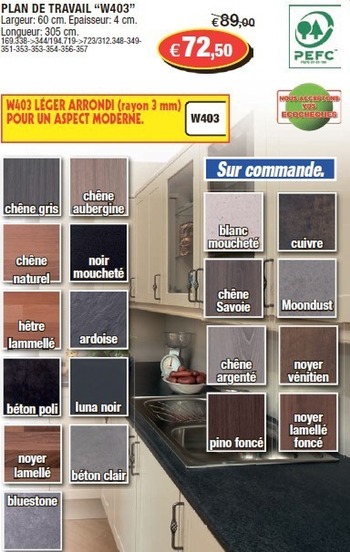 Plan de travail cuisine hubo