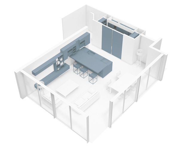 Plan d'une cuisine avec ilot central