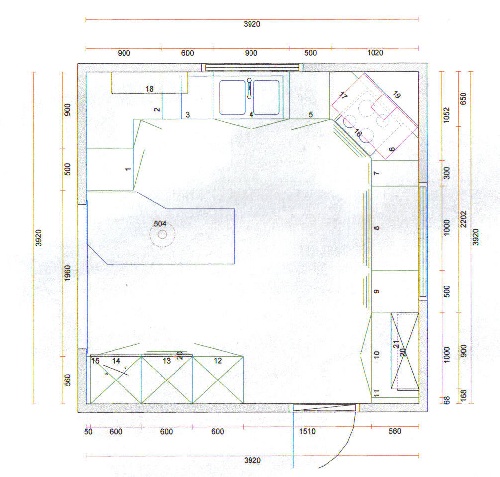 Plan cuisine d'angle