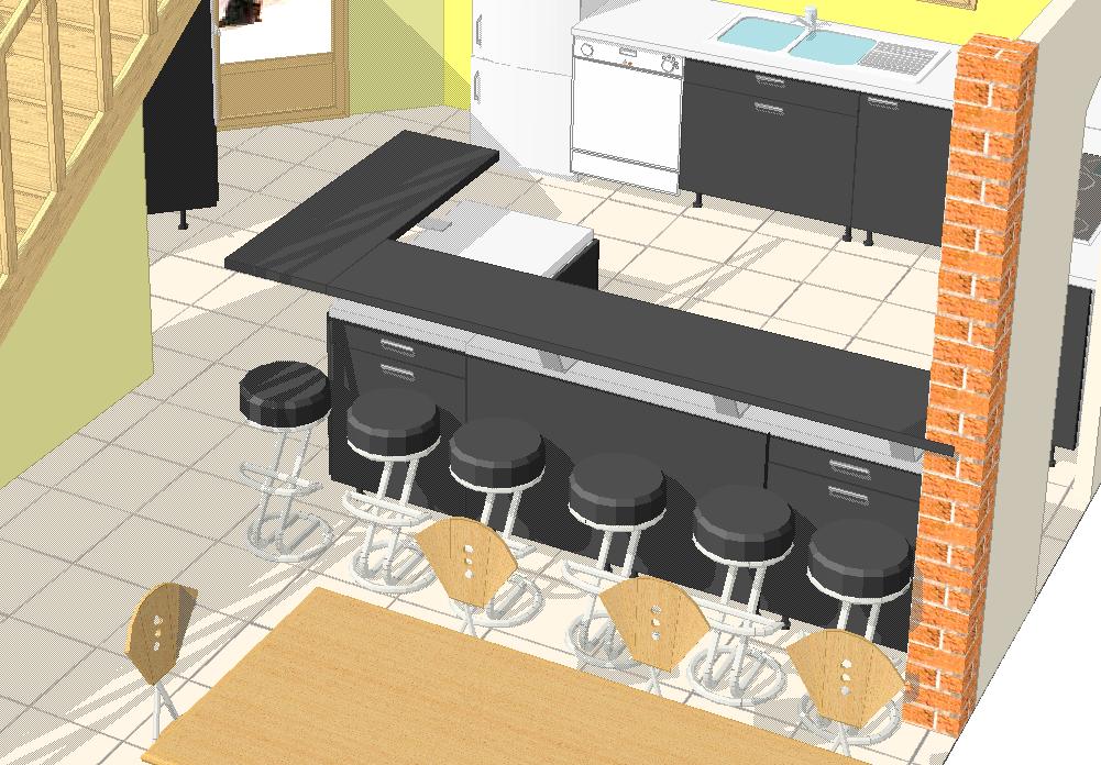 Plan de cuisine avec bar
